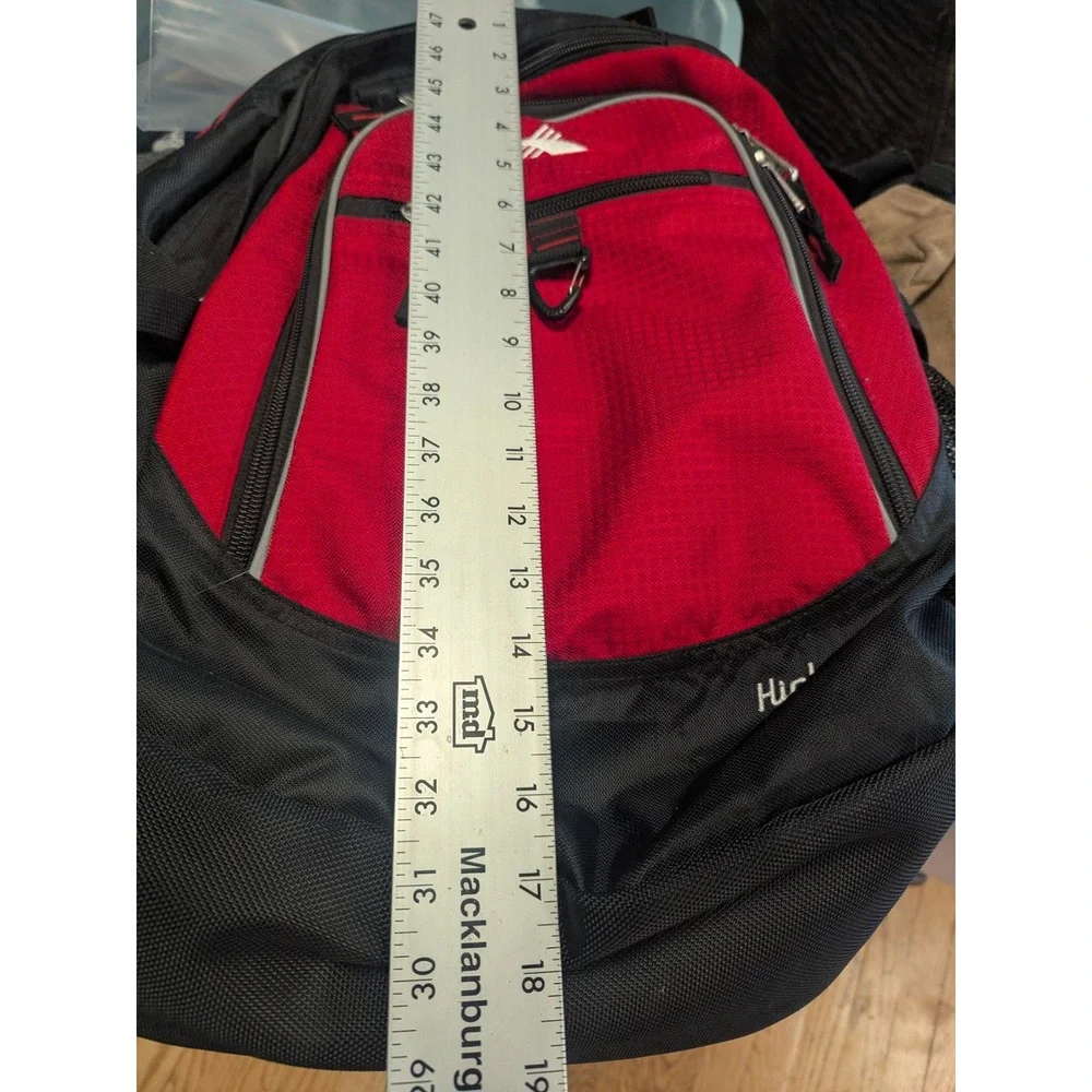 High Sierra Red Black Backpack Book School Travel Hiking Daypack‎ Multi Pocket